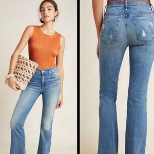 MOTHER The Weekender Fray Flare Jeans Light Wash NWOT
